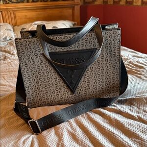 GUESS Monogram Black and Gray Handbag